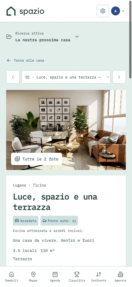Spazio sul telefono: scheda dell’immobile, fotografia e informazioni