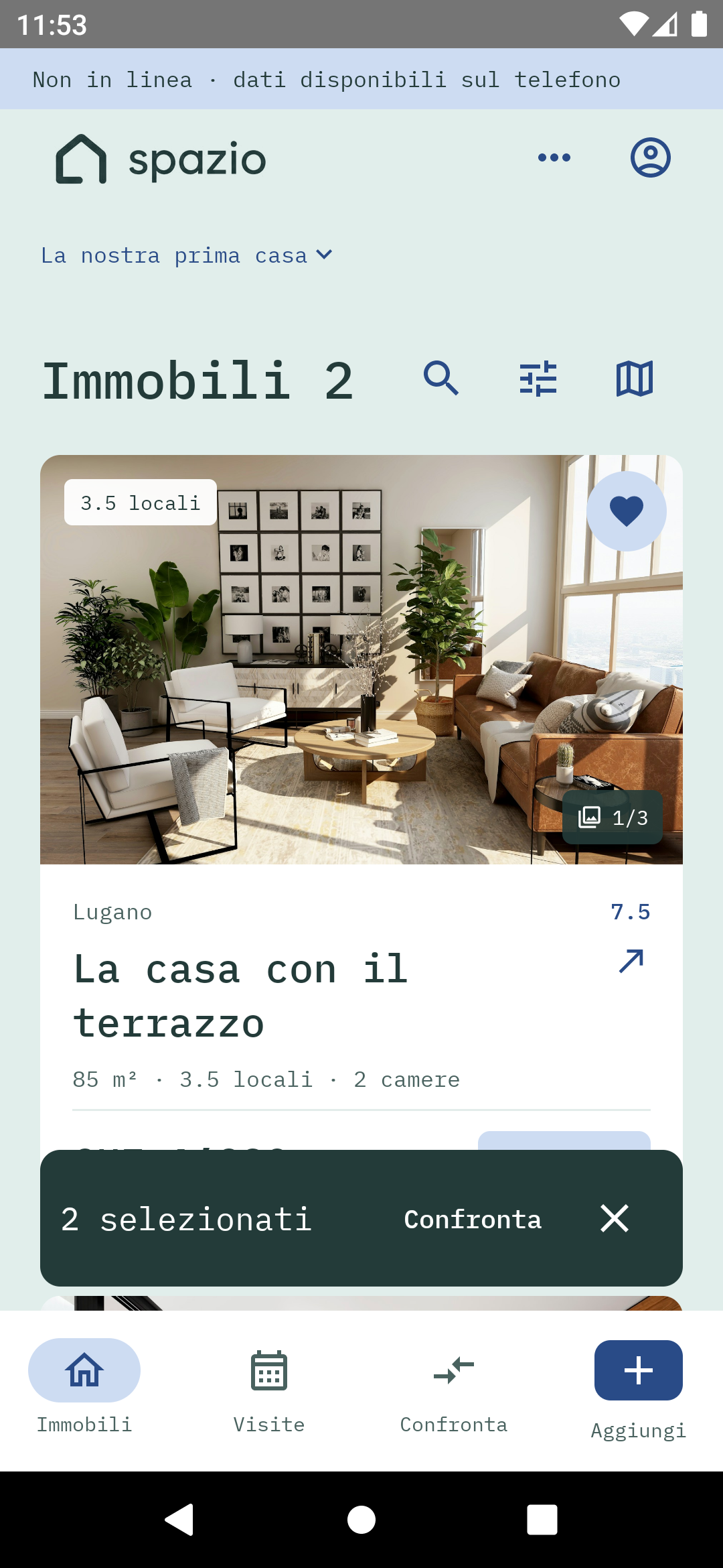 App Android Spazio: consultation des données déjà chargées sans connexion